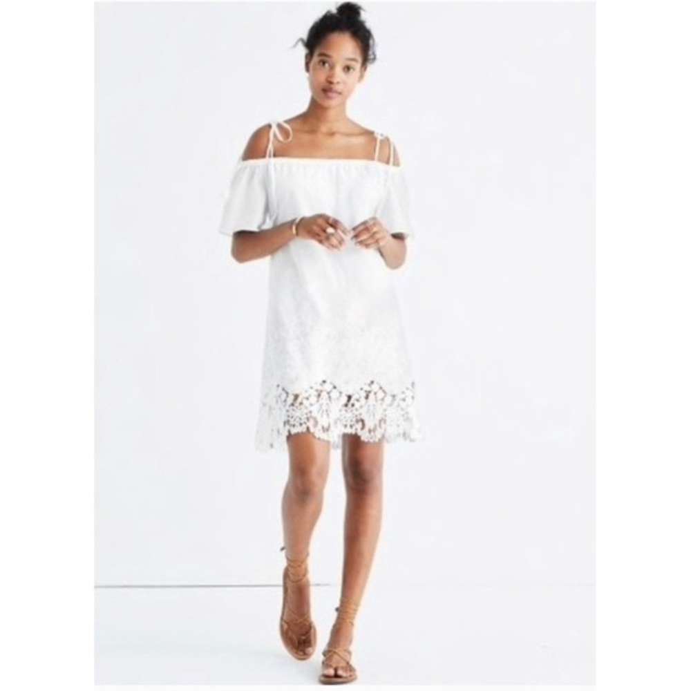Madewell White Eyelet Off-the-shoulder Dress